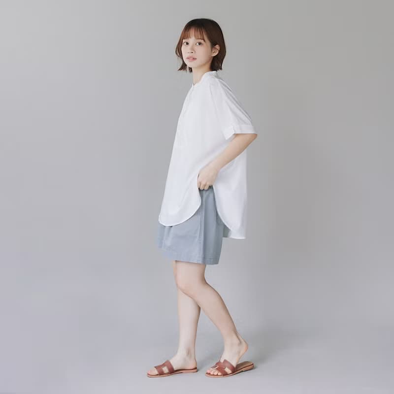 【Simply Yours】弧邊小立領襯衫 白F
