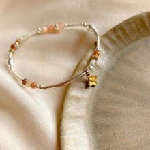 summer-橘色月光石 印度瑪瑙 純銀手環