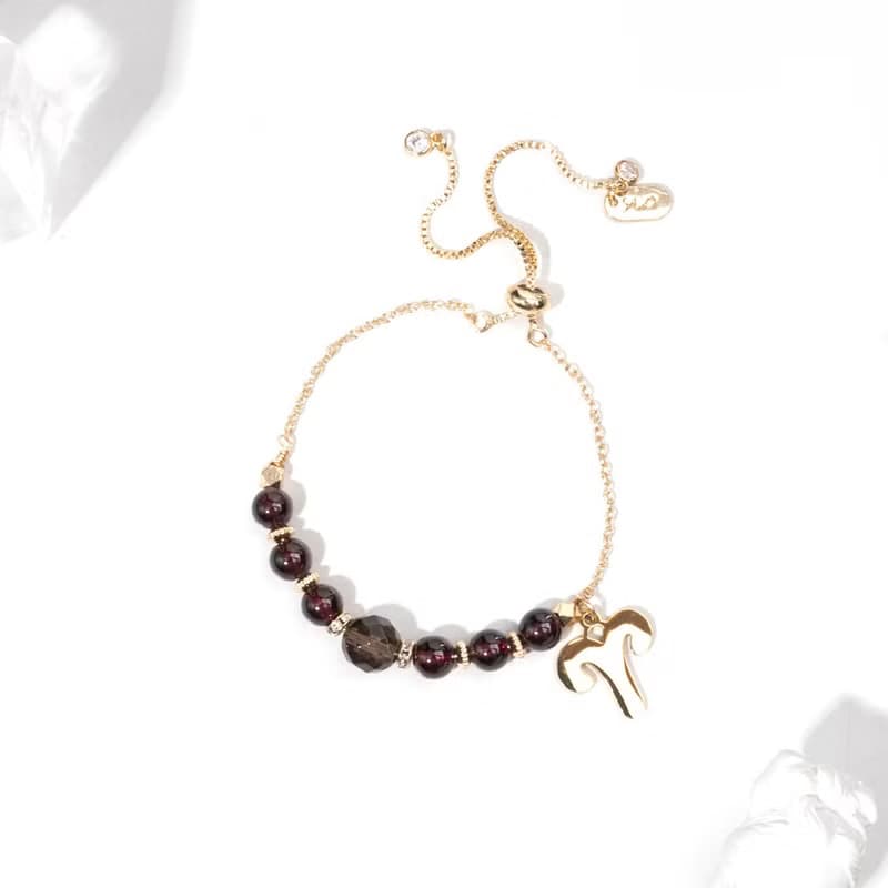 【群星】秋日紅葉-茶水晶石榴石手鍊#星座限定