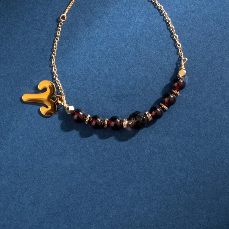 【群星】秋日紅葉-茶水晶石榴石手鍊#星座限定