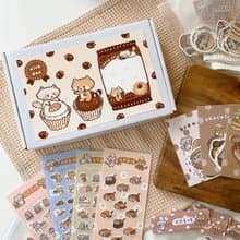 【聖誕禮盒】浣熊栗子巧克力文具禮盒/貼紙禮盒/福袋