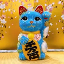 【洋花迎緣】日本清水燒招財貓 | 水色 - 洋花
