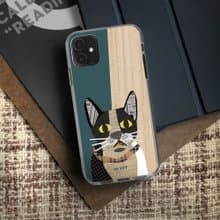 iPhone 16/15/14/13/SE3 格紋拼貼賓士貓 透明耐衝擊防摔手機殼