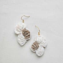 紗線耳環　cotton coral
