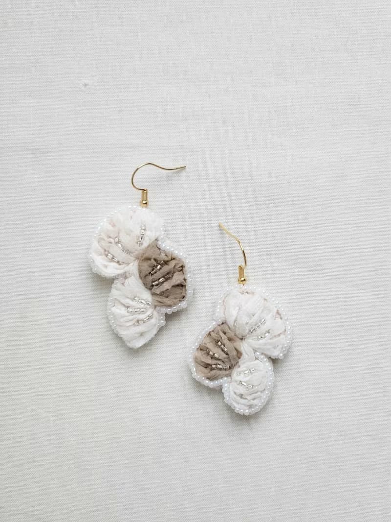 紗線耳環　cotton coral