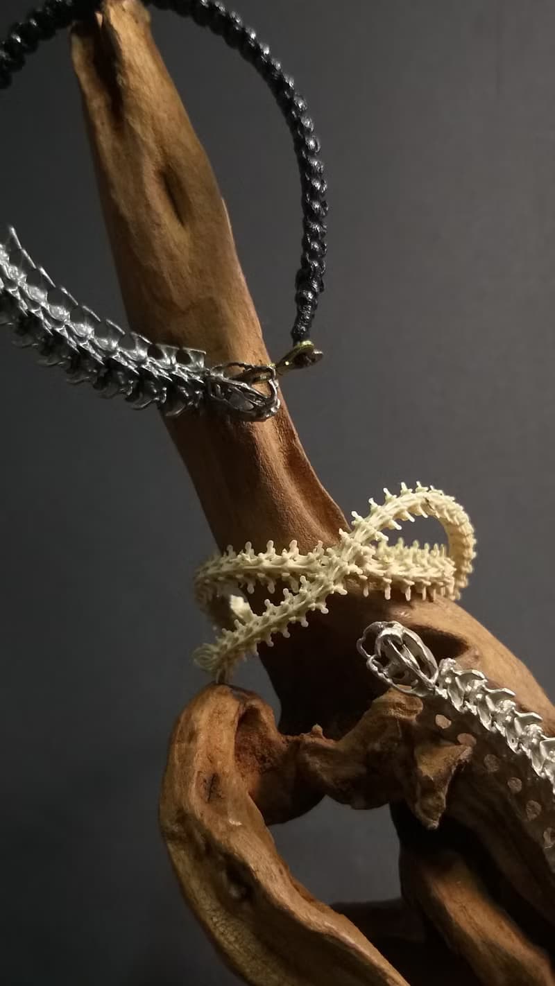 蛇鍊。捨戀 銀製 白 蛇脊手鍊 蠟線編織【脊鍊系列】