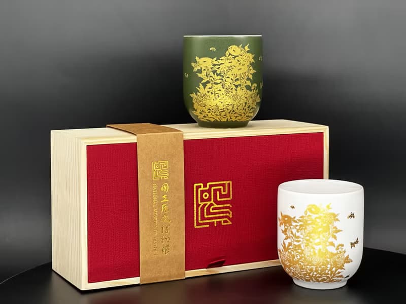 【ViREO】常玉燦若繁華 華貴雙杯組 晶霜白 森嶺綠 | 歷史博物館