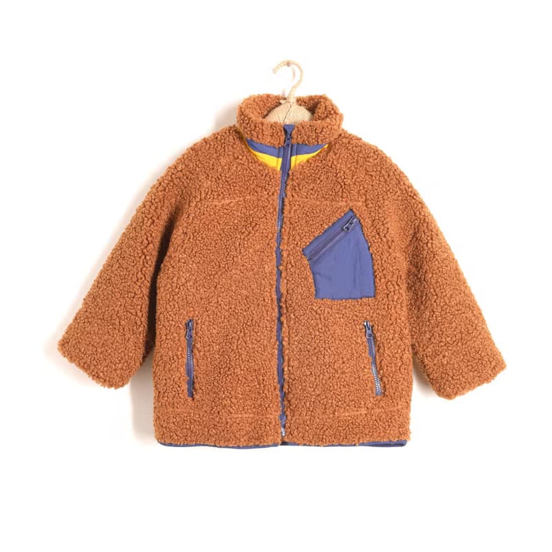 BIR 拚色刺繡羽絨外套 (咖啡/深灰)