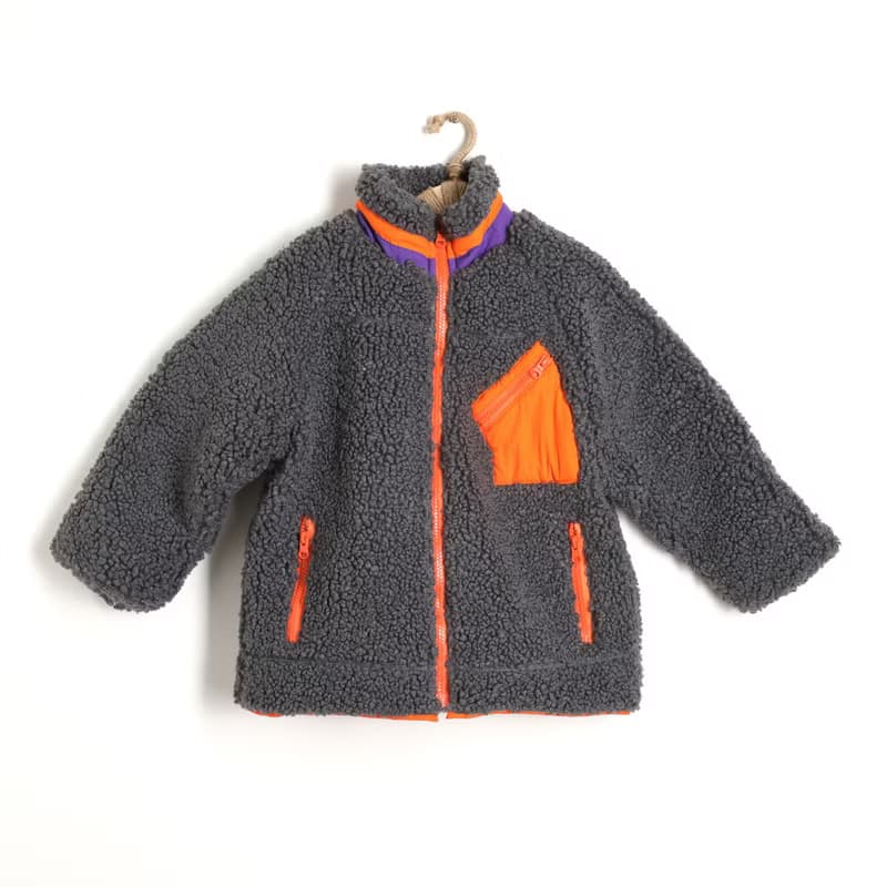 BIR 拚色刺繡羽絨外套 (咖啡/深灰)