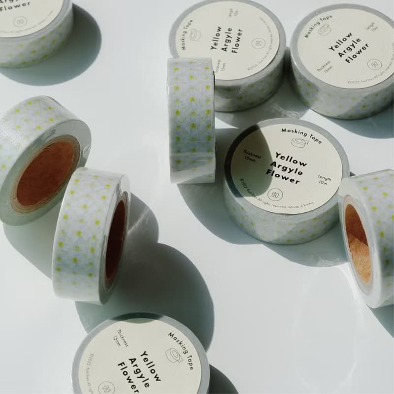 Yellow Argyle Flower Masking Tape