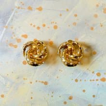 【NaSuBi Vintage】水鑽鑲嵌金屬耳夾古董耳環
