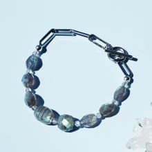 ラブラドライトとサージカルステンレスのブレスレット　不知火 しらぬい