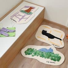 動物系列 躲在草叢的貓插畫地毯