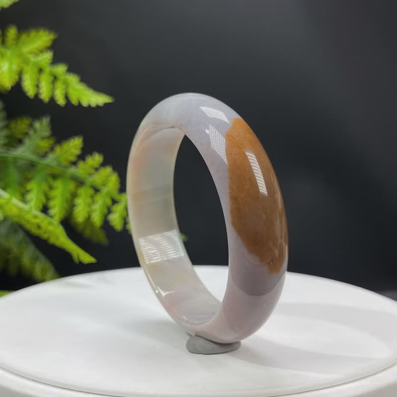 海洋碧玉手鐲 53MM 冰潤高瓷玉化香芋紫飄綠天眼玉髓手環 顯氣質