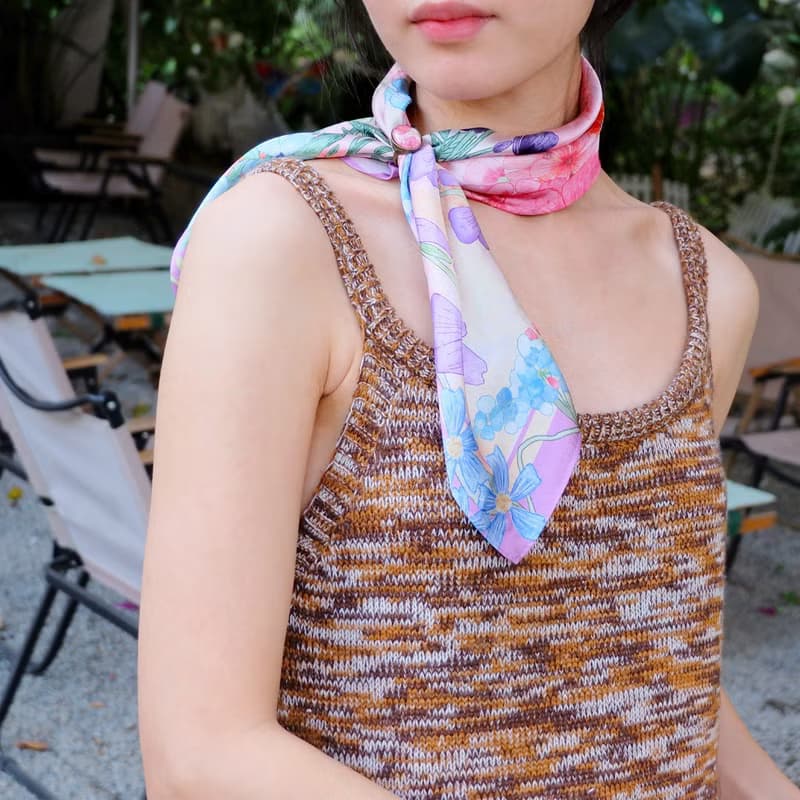 【春日絲巾】花繁蝶舞絲巾+絲巾扣高貴禮盒 | 母親節禮物