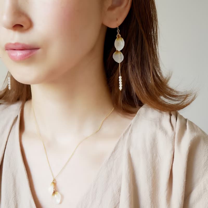 紅葉カラーの紫陽花アクセサリーセット/秋の手作りjewelry