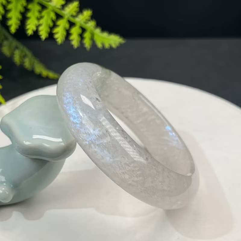 精品 藍月光石手鐲 51MM 冰透藍光共生碧璽 鎮靜安神靈性和諧平衡