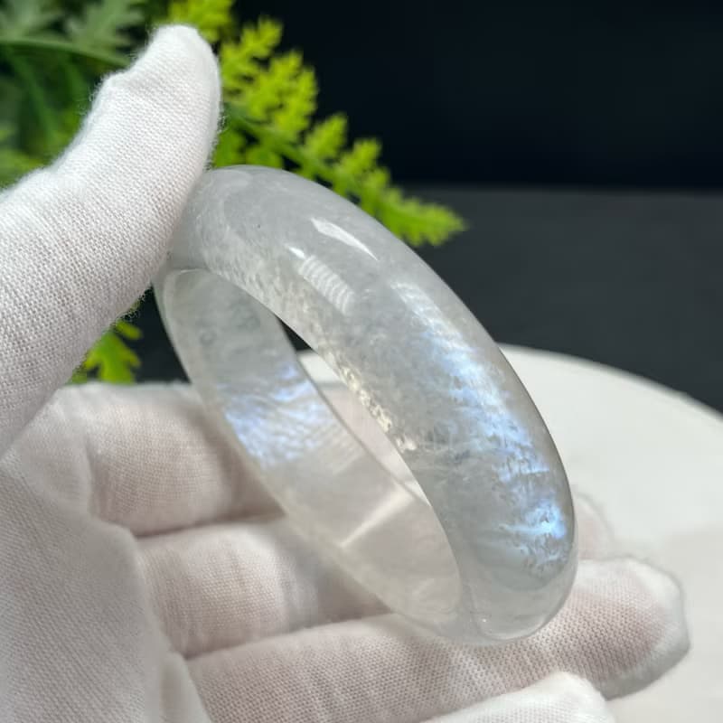 精品 藍月光石手鐲 51MM 冰透藍光共生碧璽 鎮靜安神靈性和諧平衡
