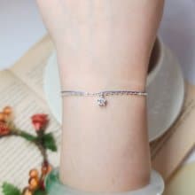 鍊繩款 925純銀 五爪鑽 星 幸福線 銀鍊 紅線 手鍊 白金銀 繫線