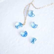 湛光水藍 胖鼓鼓海藍寶小月亮項鍊 14K
