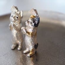 お願いBig猫Silverペンダントトップ