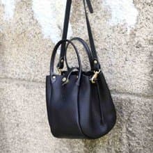 日本手作 摺邊長筒型牛皮側背/手拿包Made in Japan by CHAM