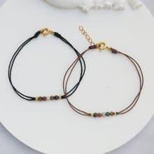 【水晶蠟繩系列】多彩碧璽圓珠手繩 | 正能量極細蠟繩 | 大員囡仔