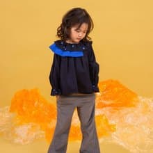 穿孔綁帶條絨喇叭褲