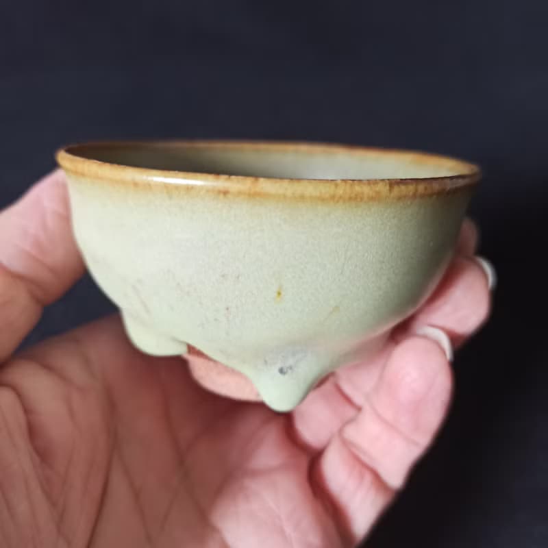 鶯歌陶瓷名家青瓷釉茶杯瓦斯窯還原燒垂釉絕美
