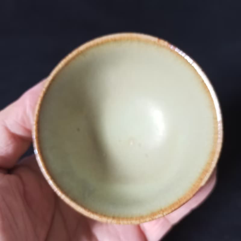 鶯歌陶瓷名家青瓷釉茶杯瓦斯窯還原燒垂釉絕美