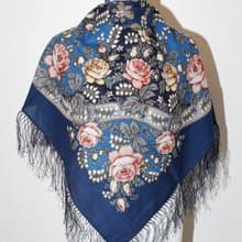 Authentic Pavlovo Posad Russian Shawl Scarf Soft 100% Wool 89x89 cm 1808-14