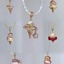 YuanPearl新品天然巴洛克冰淇淋極光珍珠萬能可拆卸吊墜重工設計