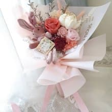 甜美粉嫩系~香氛太陽玫瑰&不凋玫瑰花束 畢業花束 情人節花束