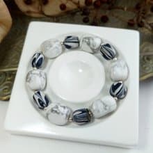 手鍊 白紋石 黑白斑馬紋 尼泊爾琉璃珠 925銀飾 手珠