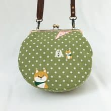 抹茶柴犬點點 口金包 可後背 斜背包 側背包 單肩背包