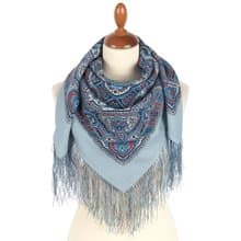 Authentic Pavlovo Posad Russian Shawl Scarf Soft 100% Wool 89x89 cm 2006-1