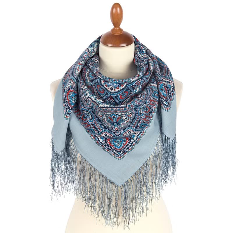 Authentic Pavlovo Posad Russian Shawl Scarf Soft 100% Wool 89x89 cm 2006-1