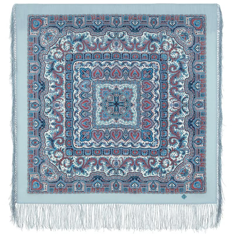 Authentic Pavlovo Posad Russian Shawl Scarf Soft 100% Wool 89x89 cm 2006-1