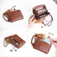 Charm (Rust brown) : Medium Zip Wallet, Short wallet, Cow Leather, Brown