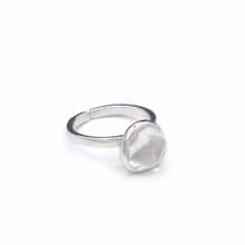 Handmade borosilicate glass tiny triangle ring with white color CASO jewelry
