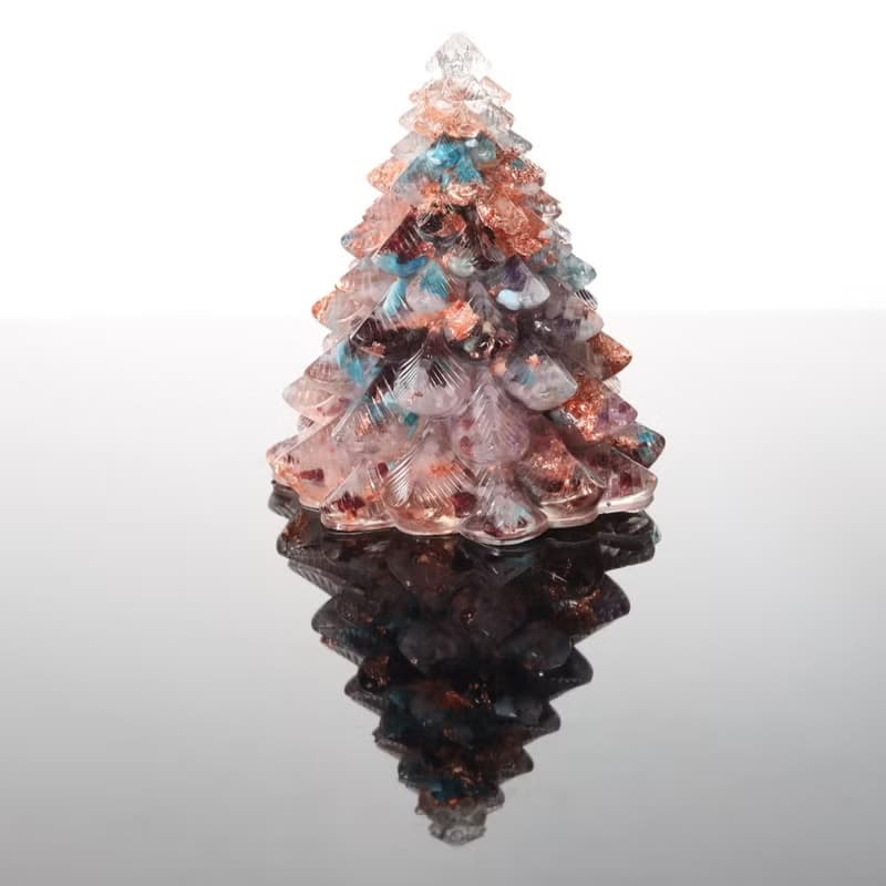 【畢業禮物】粉紅玫瑰金箔愛戀粉水晶聖誕樹-大能量樹寶石樹奧