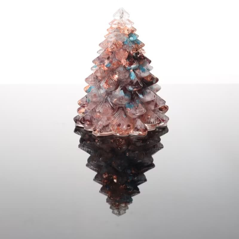 【畢業禮物】粉紅玫瑰金箔愛戀粉水晶聖誕樹-大能量樹寶石樹奧
