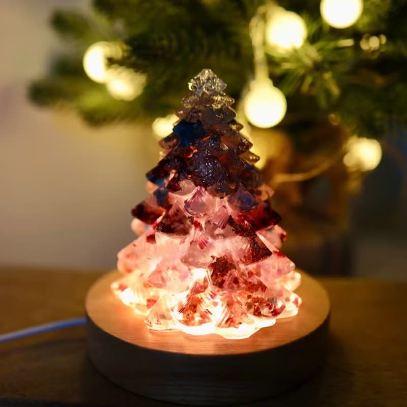 【畢業禮物】粉紅玫瑰金箔愛戀粉水晶聖誕樹-大能量樹寶石樹奧