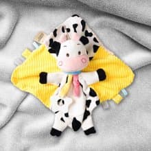 寶寶乖乖動物娃娃安撫巾 繽紛牛牛 緞帶標籤