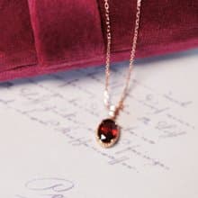 古典唯美-頂級紅石榴石6x8mm純銀玫瑰金項鍊