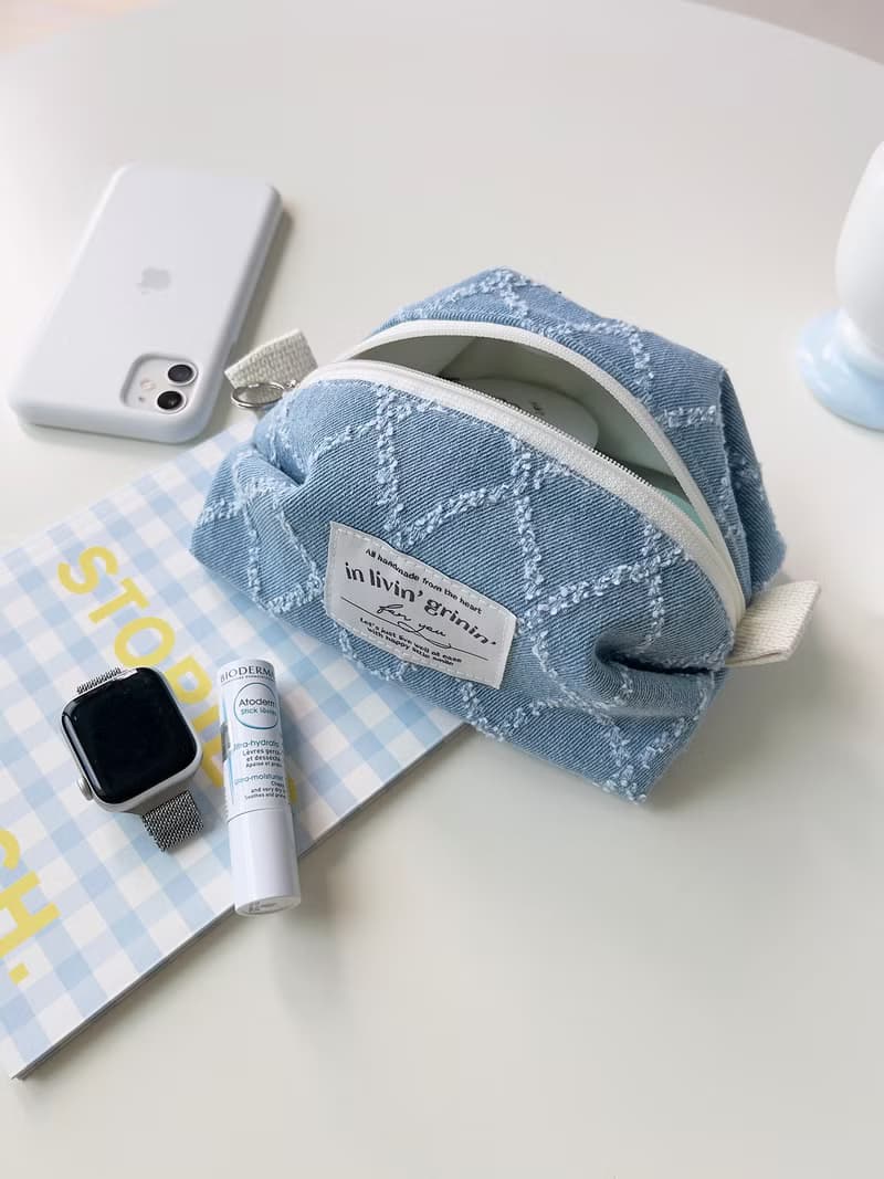 jacquard denim pouch M_light diamond