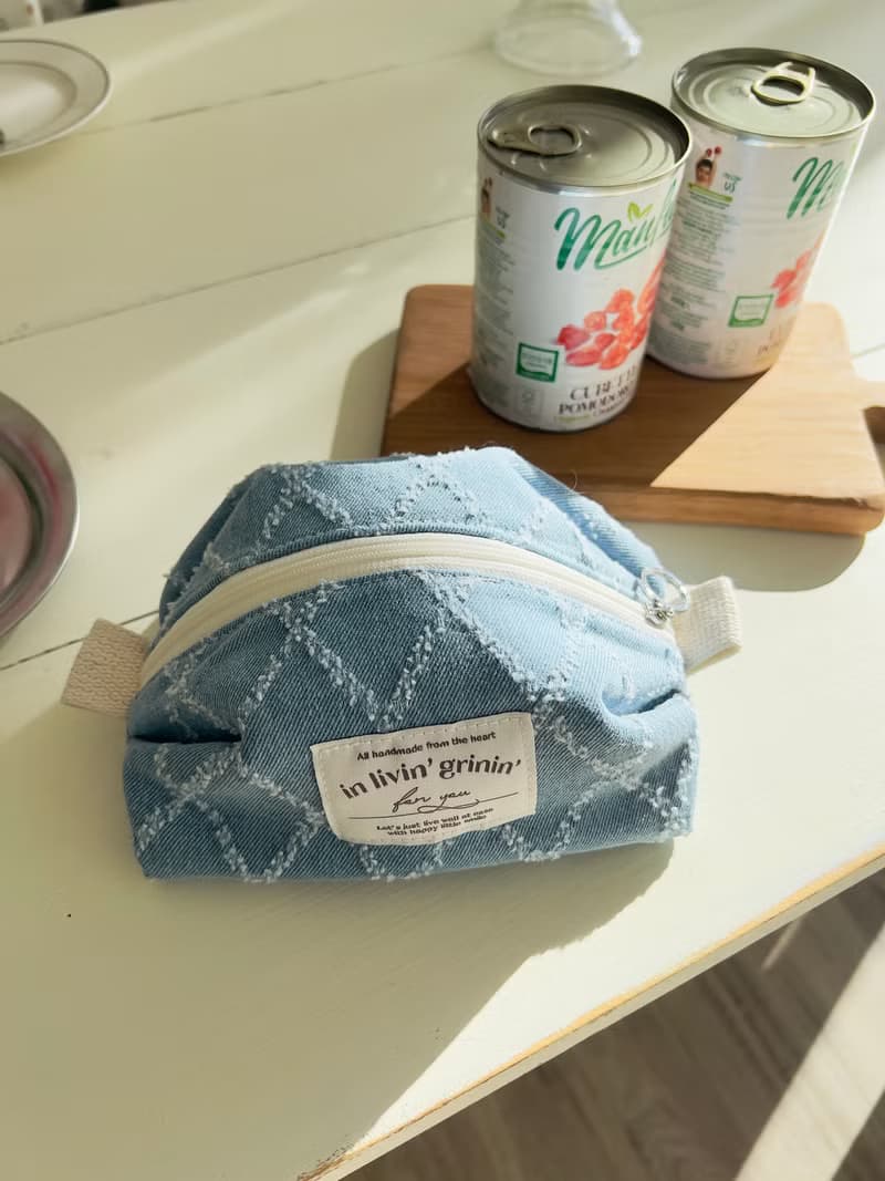 jacquard denim pouch M_light diamond