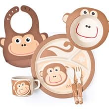 【LABOOS 樂舖】竹纖維兒童餐具-淘氣猴套裝