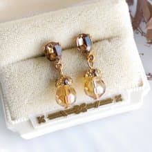 Vintage Jewelry 西洋古董飾品 秀氣 茶色系 小巧可愛   針式耳環