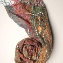 【聖誕禮物】喀什米爾水煮羊毛手工刺繡圍巾披肩夢幻粉色系馬卡